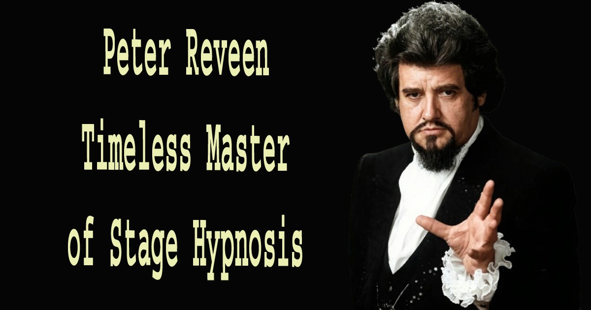 Head and shoulders promotional portrait of stage hypnotist Peter Reveen