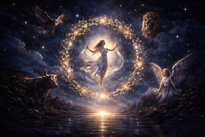 The World Tarot Card Meaning shown through symbolic cosmic imagery representing completion, unity, and the spiritual journey of the Major Arcana.