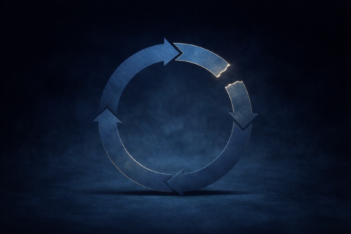 broken habit loop symbol showing hypnotic habit control disruption