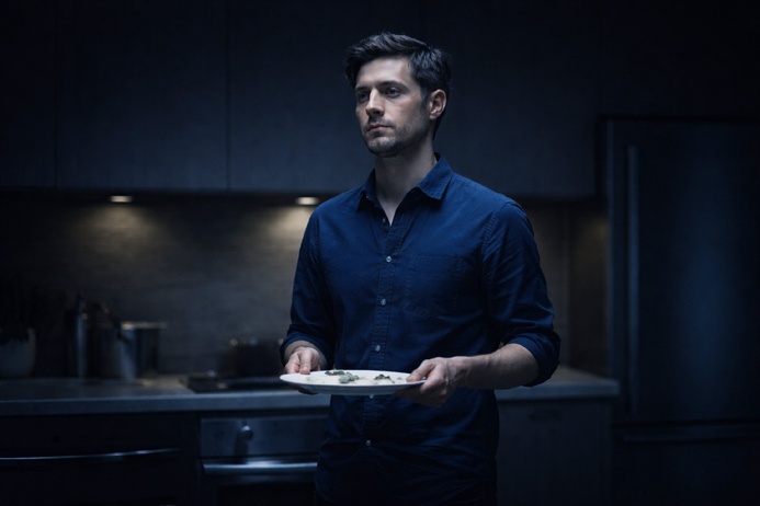 person paused during routine action from hypnotic habit control