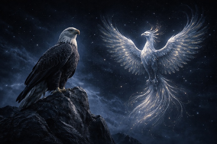Eagle and phoenix paired as elevated symbols in Scorpio symbolism