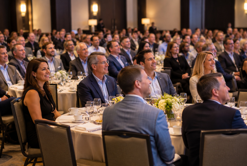 Corporate event audience engaged at banquet
