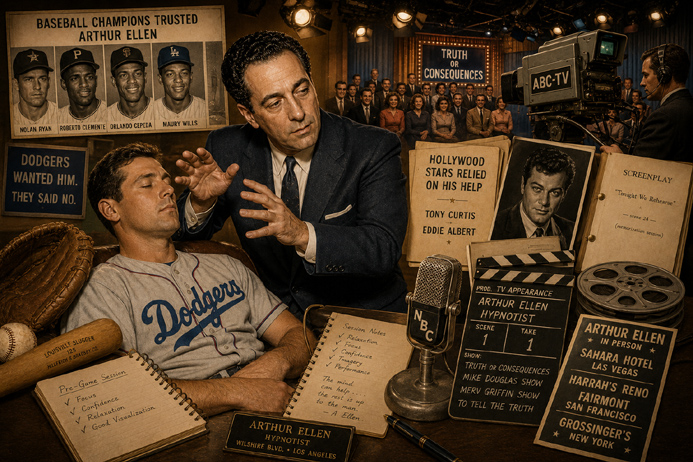Arthur Ellen hypnotist working with athletes, actors, and television personalities during the height of his career.