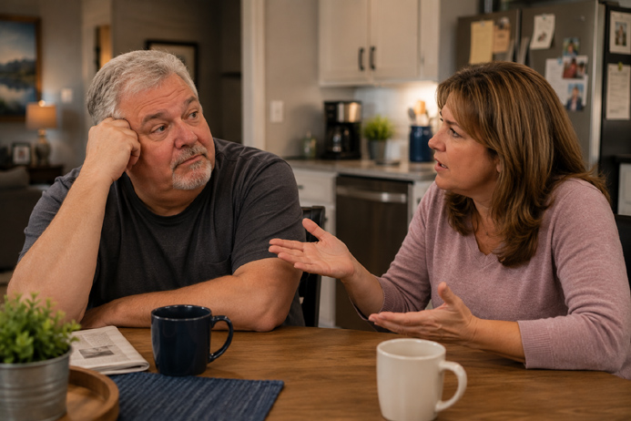 Couple discussing relationship frustrations while exploring whether can hypnosis stop nagging
