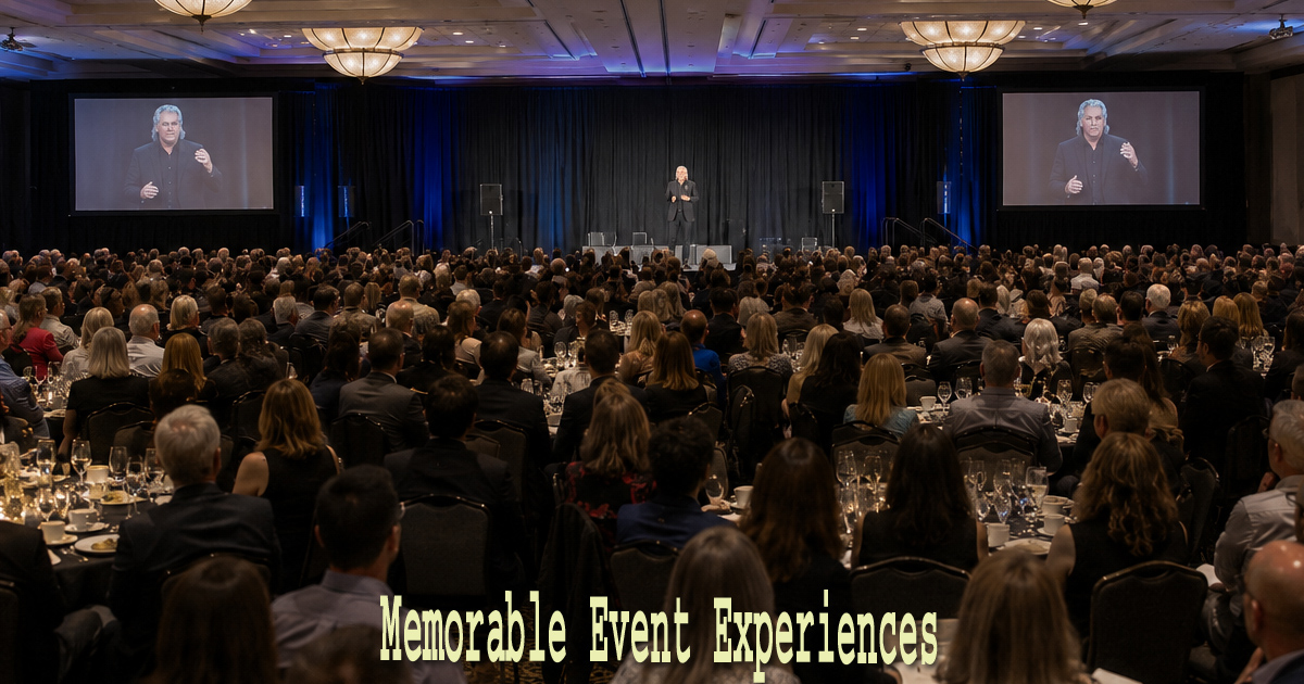 Full banquet room with every seat occupied and all guest attention directed forward, representing memorable event experiences